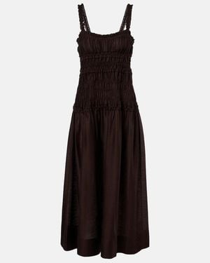 Tory Burch Smocked Midi Dress - Black