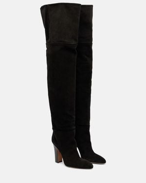 Paris Texas Lavinia Suede Over-The-Knee Boots - Black