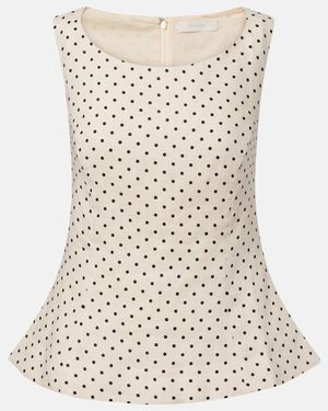 Faithfull the Brand Iria Polka-Dot Linen Top - Natural