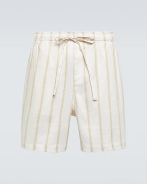 Commas Striped Linen-Blend Shorts - White