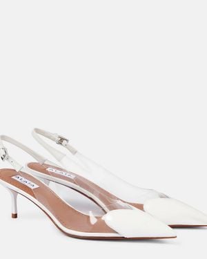 Alaïa Coeur 55 Patent-leather Heeled Slingbacks - White