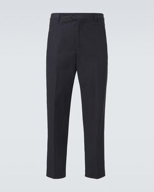 Umit Benan Matt Cotton-Blend Straight Trousers - Blue