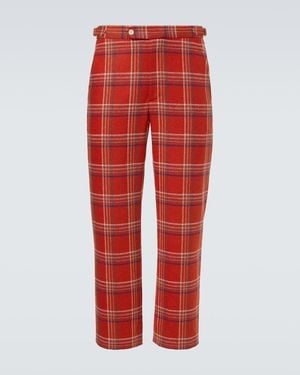 Bode Gable Plaid Wool Flannel Straight Pants - Red