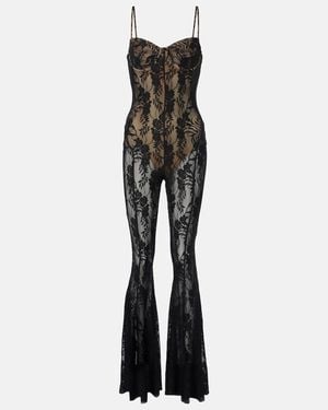 Norma Kamali Lace Flared Jumpsuit - Black
