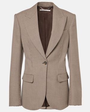 Stella McCartney Checked Virgin Wool Blazer - Brown
