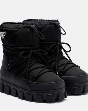 Prada Schneestiefel Aus Re-Nylon - Schwarz