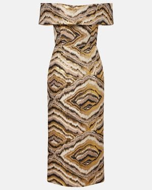 Markarian Gloria Off-Shoulder Jacquard Midi Dress - Metallic