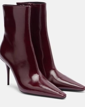 Saint Laurent Ashley 90 Leather Ankle Boots - Purple