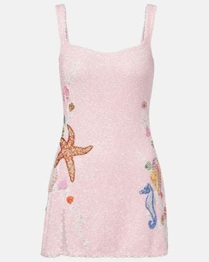 Clio Peppiatt Vestido Corto Marina Adornado - Rosa