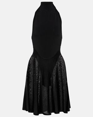 Alaïa Jersey And Mesh Minidress - Black