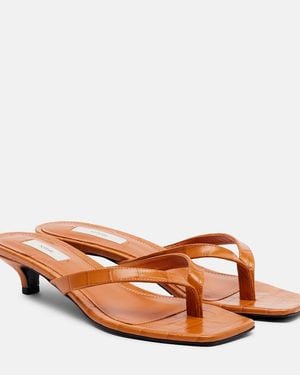 TOTEME Croc-Effect Leather Thong Sandals - Brown