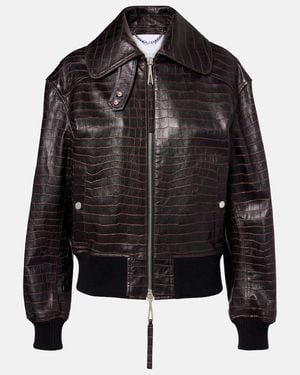 Rabanne Croc-Effect Leather Blouson Jacket - Black