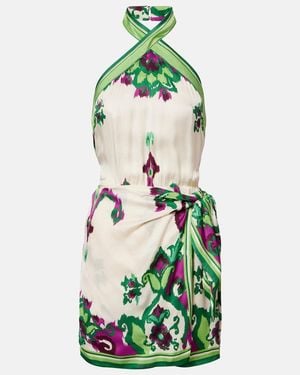 Poupette Aya Printed Halterneck Minidress - Green