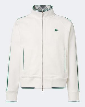 Burberry Ekd Jersey Zip-Up Sweatshirt - White