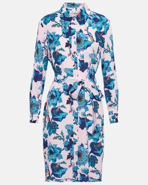 Diane von Furstenberg Prita Floral-Print Shirt Minidress - Blue