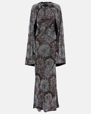 Rabanne Embellished Caped Gown - Gray