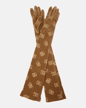 Dolce & Gabbana Dg Chenille Gloves - Brown