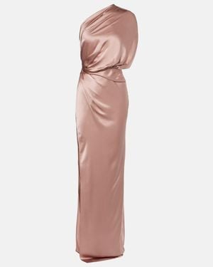 The Sei Draped One-Shoulder Silk Satin Gown - Pink