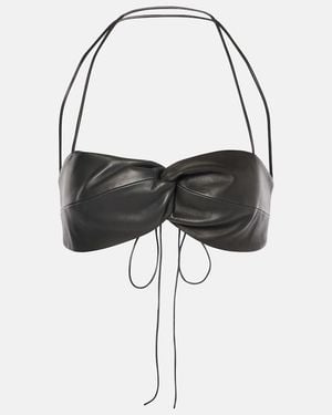 The Sei Leather Bra Top - Black
