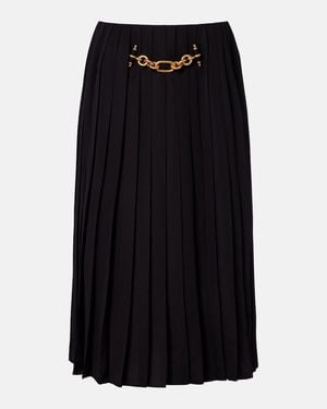Balmain Chain-Detail Pleated Midi Skirt - Black