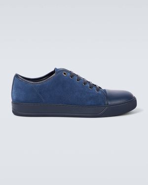 Lanvin Dbb1 Leather And Suede Trainers - Blue