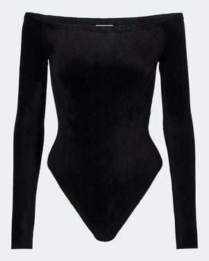 Alaïa Off-Shoulder Body Aus Samt - Schwarz