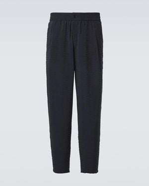 Giorgio Armani Seersucker Straight Trousers - Blue