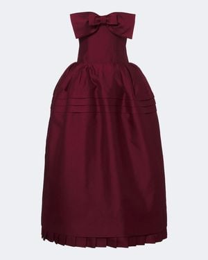 ShuShu/Tong Bow-Detail Wool And Silk Blend Bustier Dress - Red