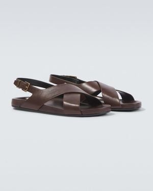 Saint Laurent Sandalen Helios Cassandre Aus Leder - Braun