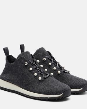 Jimmy Choo Veles Embellished Cashmere Trainers - Black