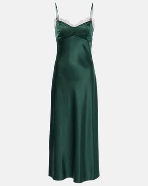 Veronica Beard Bixie Silk-Blend Satin Slip Dress - Green