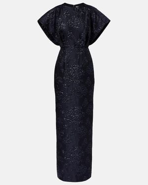 Carolina Herrera Fan Floral Jacquard Gown - Blue