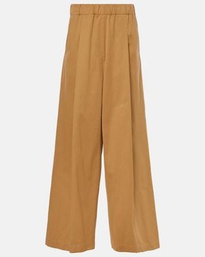 Dries Van Noten Cotton Wide-Leg Pants - Natural