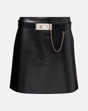 Prada Belted Leather Mini Skirt - Black