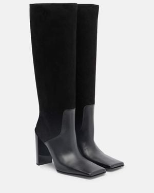 Alaïa 90 Leather And Suede Knee-High Boots - Black