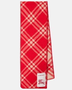 Burberry Schal Check Aus Wolle - Rot