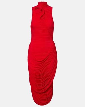 Magda Butrym Floral-Applique Draped Gown - Red