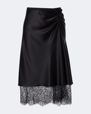 SIR. Ingrid Lace-Trimmed Satin Midi Skirt - Black