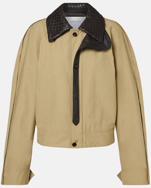 Bottega Veneta Intrecciato Leather-Trimmed Blouson - Natural