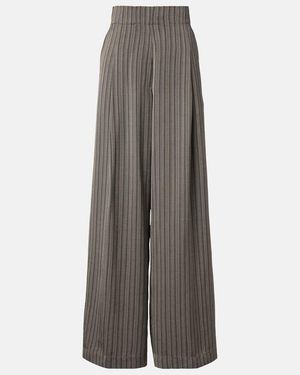 Dries Van Noten Striped Wide-Leg Trousers - Grey