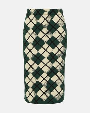 Burberry Argyle Intarsia Knitted Midi Skirt - Green