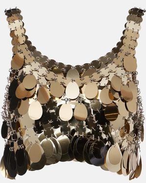 Rabanne Sequined Crop Top - Brown