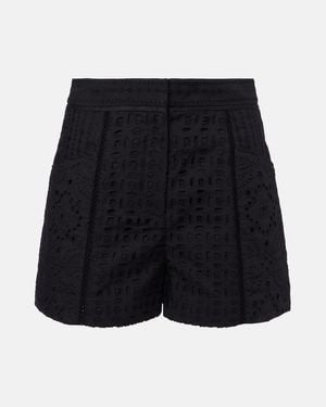 Veronica Beard Fabian Broderie Anglaise Cotton Shorts - Black
