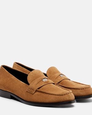 Tory Burch Suede Penny Loafers - Brown