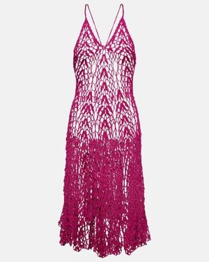 Anna Kosturova Open-Knit Cotton Midi Dress - Purple