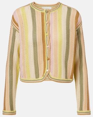 Zimmermann Indra Striped Crochet Cotton Cardigan - Metallic