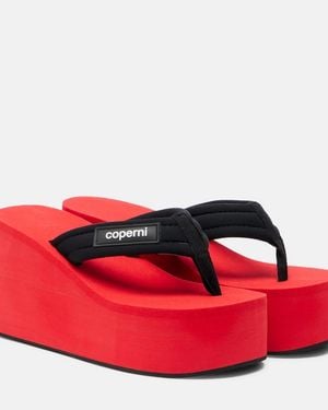 Coperni Logo Platform Thong Sandals - Red