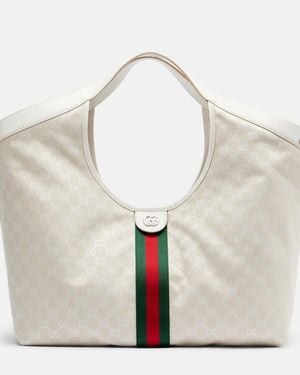 Gucci Giglio Gg Canvas Large Tote Bag - White