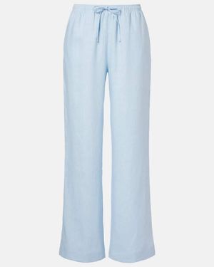 Asceno Aurelia Linen Wide-Leg Trousers - Blue