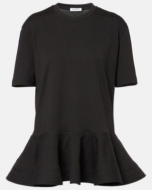 Alaïa Peplum Cotton Jersey T-Shirt - Black